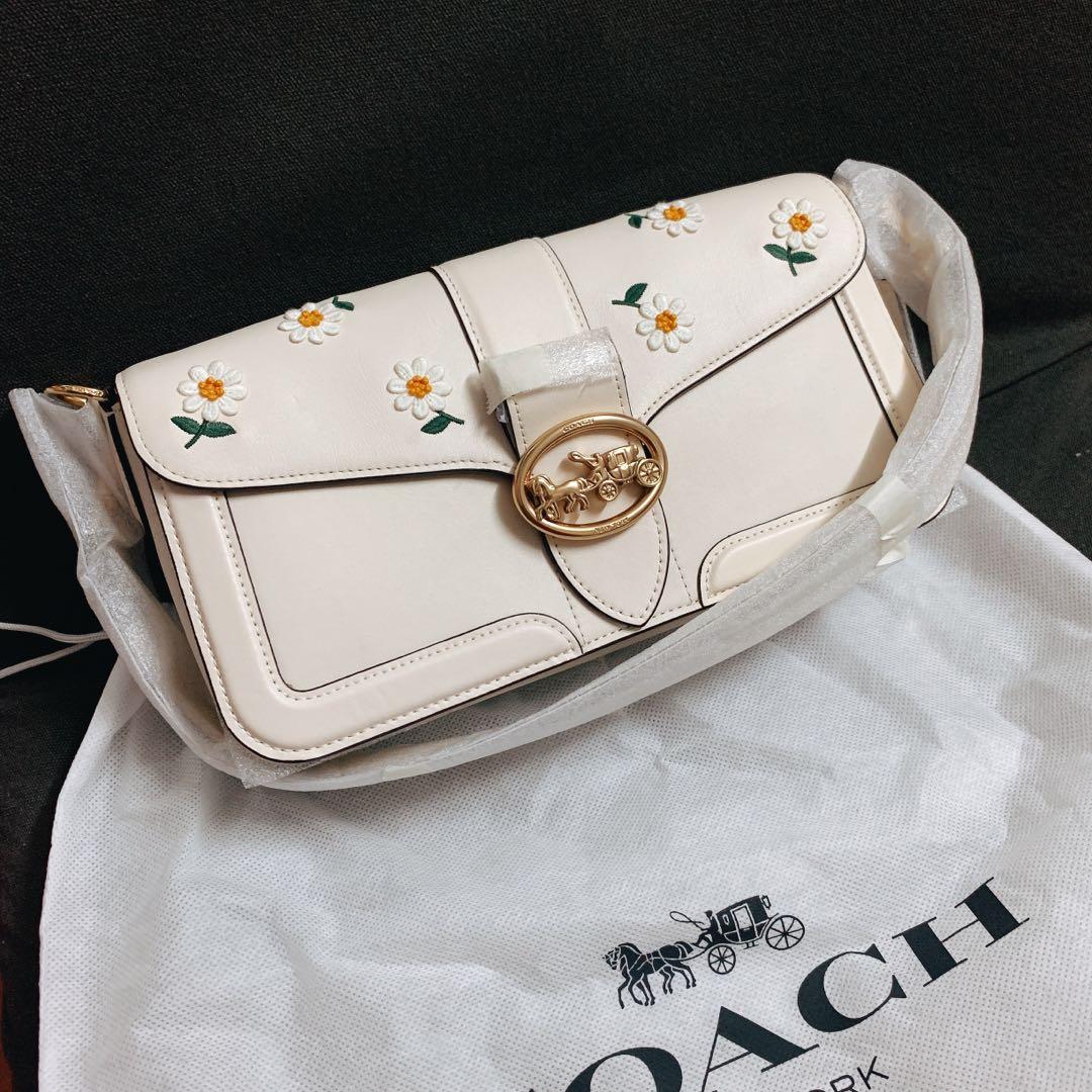 Authentic Coach Ladies Georgie Shoulder Bag With Daisy Embroidery Women s Fashion Bags Wallets Shoulder Bags on Carousell