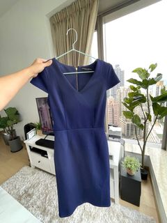 英國6號 藍黑色 V領束腰連衣裙 Dorothy Perkins63017328596995110