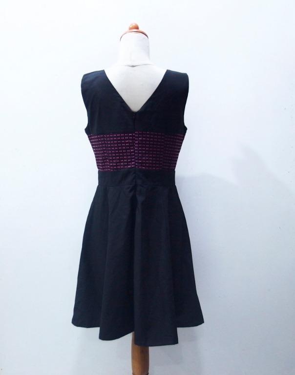 EA243 SIZE L DRESS WANITA PREMIUM MIDI DRESS BLACK PINK 