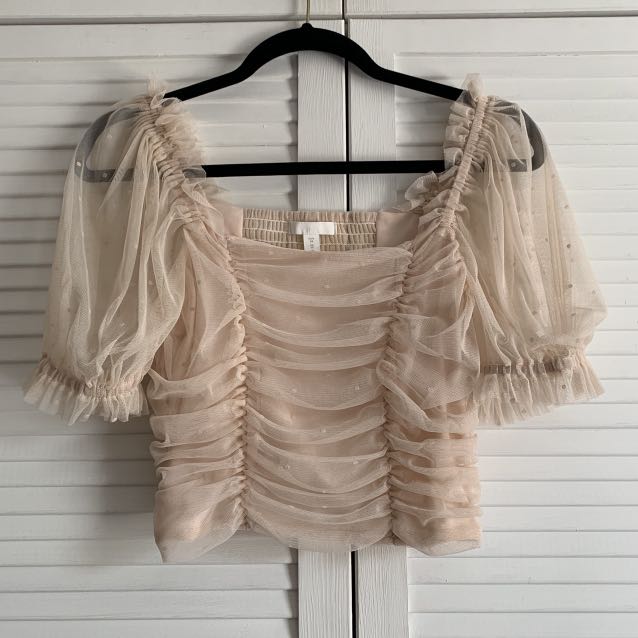 H&m puff sleeved mesh top clearance