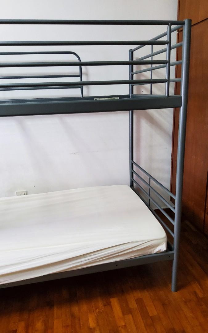 Ikea Metal Bunk Bed Frame Svarta, Furniture & Home Living, Furniture