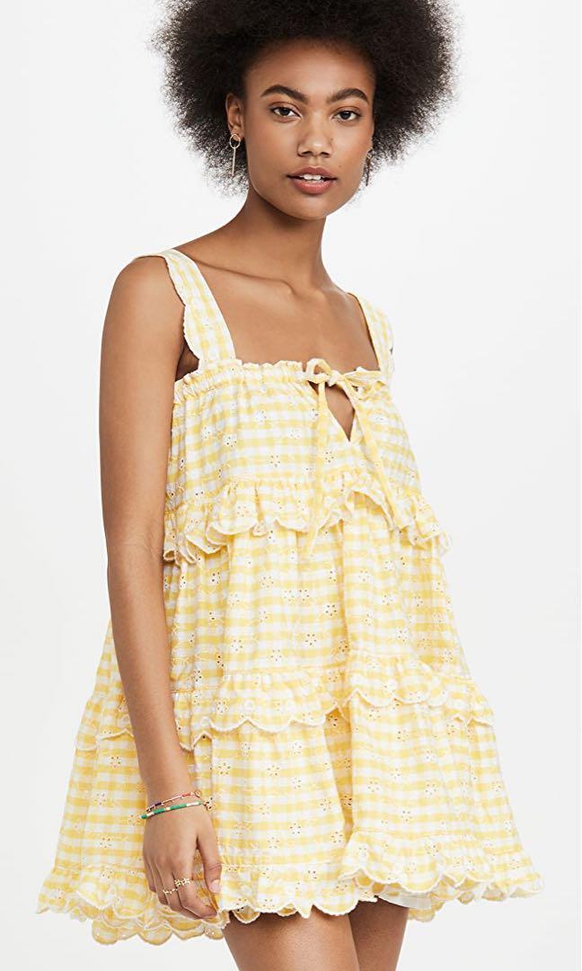 Yellow gingham mini dress outlet