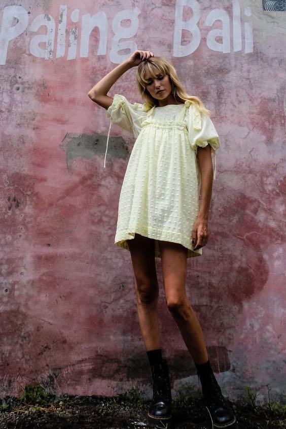 knee length dresses for ladies Innika Choo Mini Smock Dress in Green - Supernomad - Supernomad