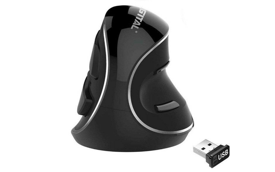 JTech Digital V628P Wireless Vertical Mouse with Removable Palm Rest