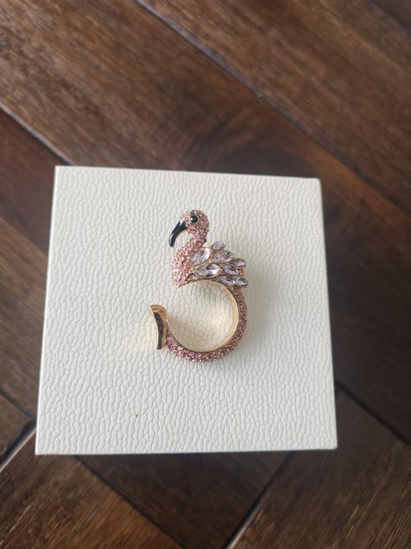 Kate Spade Bird s the Word Crystal Pave Flamingo Ring Women s Fashion Jewelry Organisers Rings on Carousell