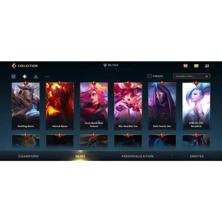 League of Legends Wild Rift Acc 6 legendary skin 15 Epic Topup $400 ...