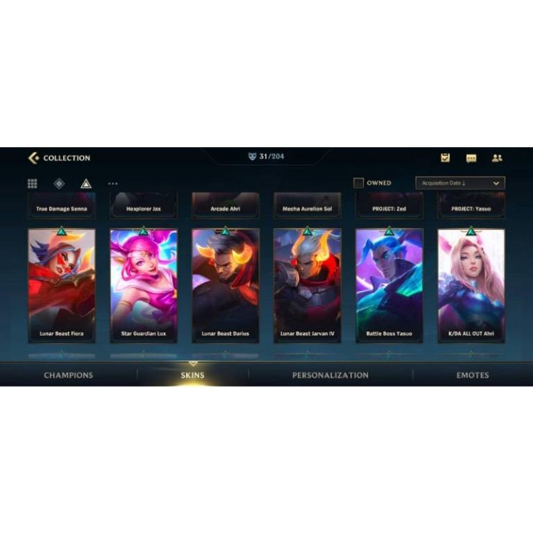League of Legends Wild Rift Acc 6 legendary skin 15 Epic Topup $400 ...