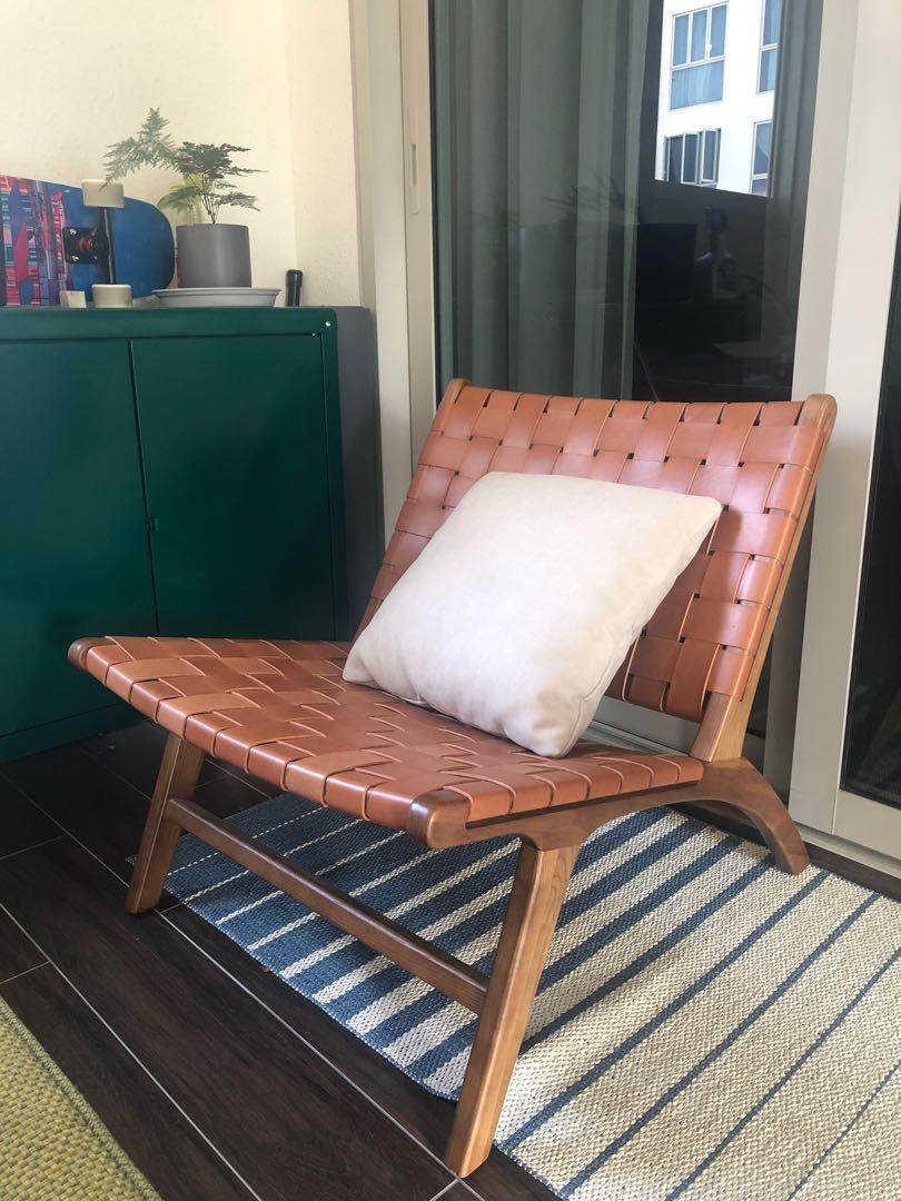 Woven leather strap lounge chair, Furniture & Home Living, Furniture