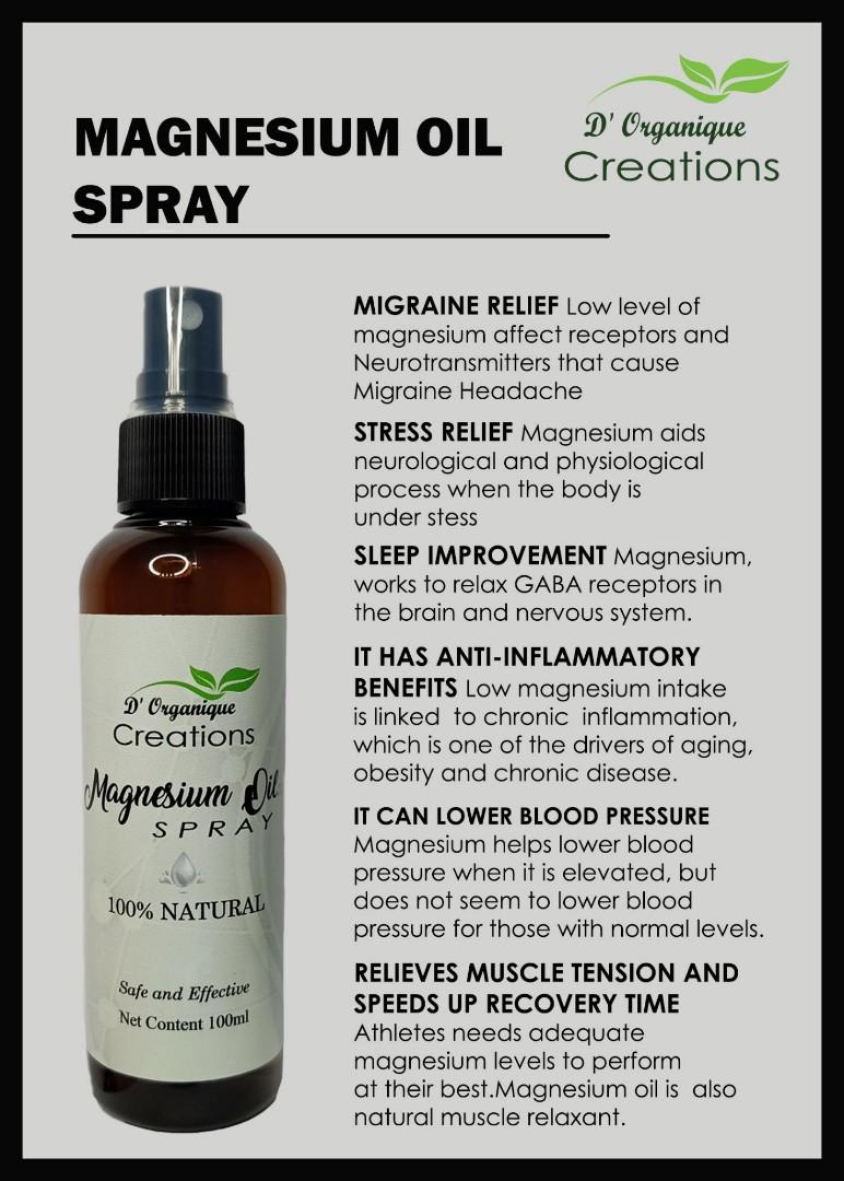 MAGNESIUM OIL SPRAY 100ML (Category: Health Food, Drinks & Tonics) located in Bulacan. Submitted by brandnewprelovedstuffatbp. (Listing ID 1104184938, Image 2). Description: Magnesium oil is made from a mixture of magnesium chloride flakes and water. When these two substances are combined, the resulting liquid has an oily feel, but isn't technically an oil. Magnesium Chloride is an easy to absorb form of magnesium that may be able to raise levels