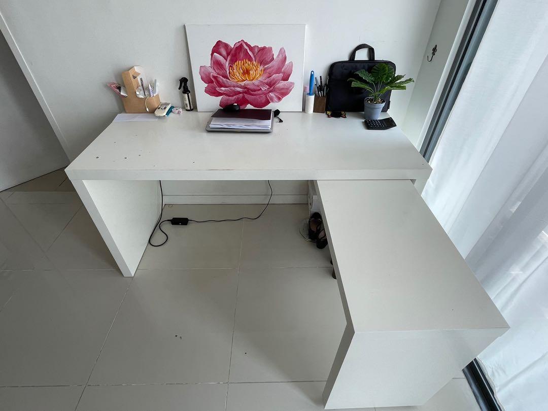 MALM IKEA Desk with pull out panel Furniture Home Living