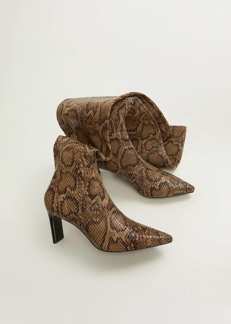 Mango snake effect high leg boots Women s Fashion Footwear