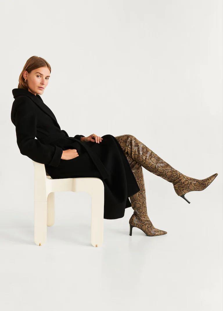 Mango snake effect high leg boots Women s Fashion Footwear
