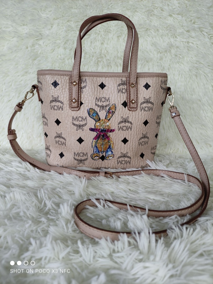 MCM Pink Visetos rabbit Crossbody Bag