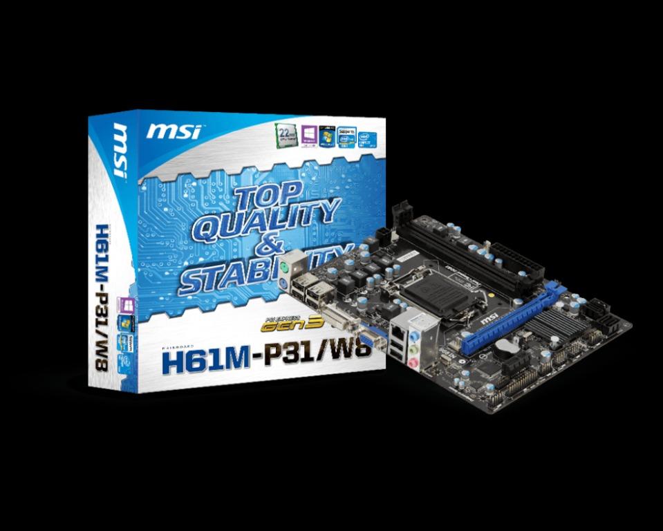 MSI H61M-P31/W8 (MS-7788) LGA1155 motherboard, Computers & Tech, Parts ...