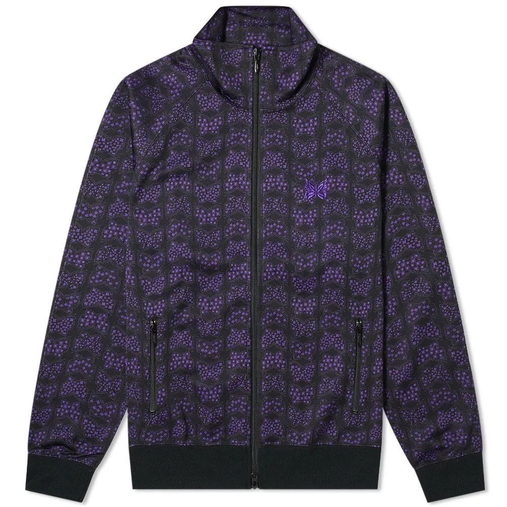 全新現貨！Needles papillon track jacket 紫色滿版蝴蝶刺繡外套夾克-S號, 他的時尚, 外套在旋轉拍賣