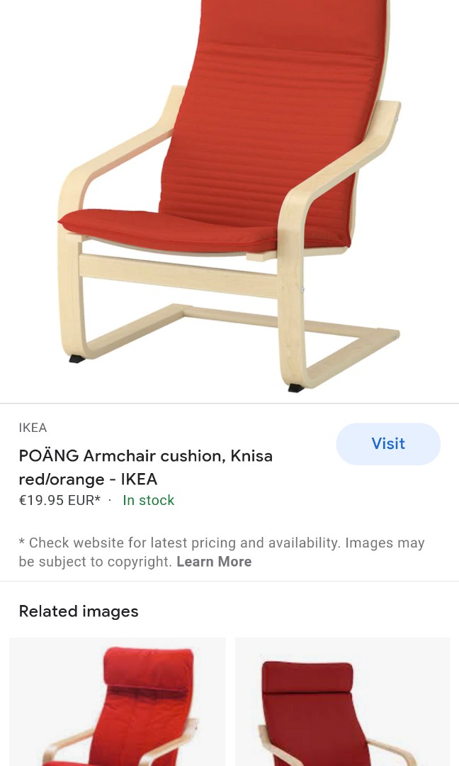 Ikea poang store chair red