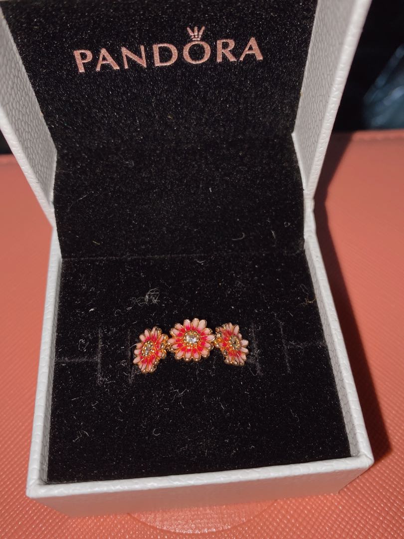 Pandora Pink Daisy Flower Trio Ring 