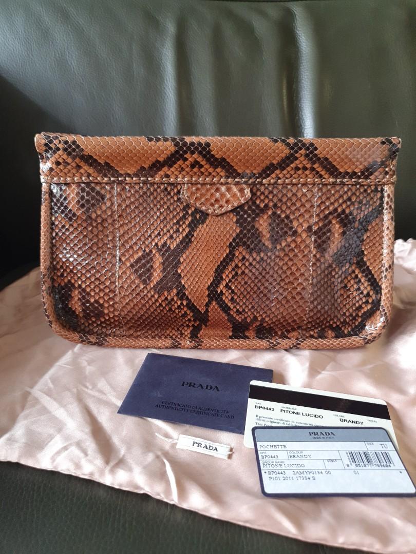Prada Python Clutch, Women's Fashion, Bags & Wallets, Clutches on Carousell