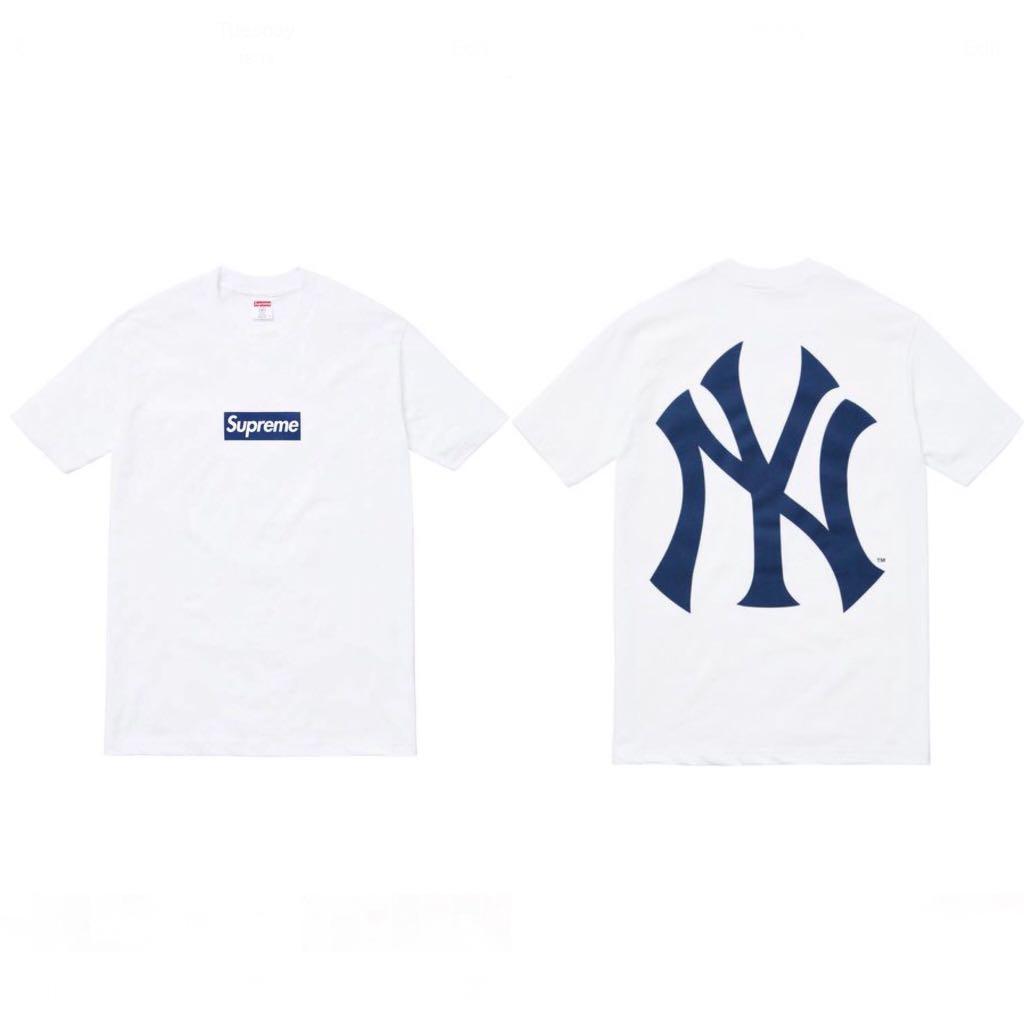 Supreme New York Yankees Box Logo Tee White, Men'S Fashion, Tops & Sets,  Tshirts & Polo Shirts On Carousell