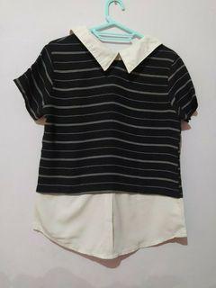 top blouse with colar preloved 
Atasan