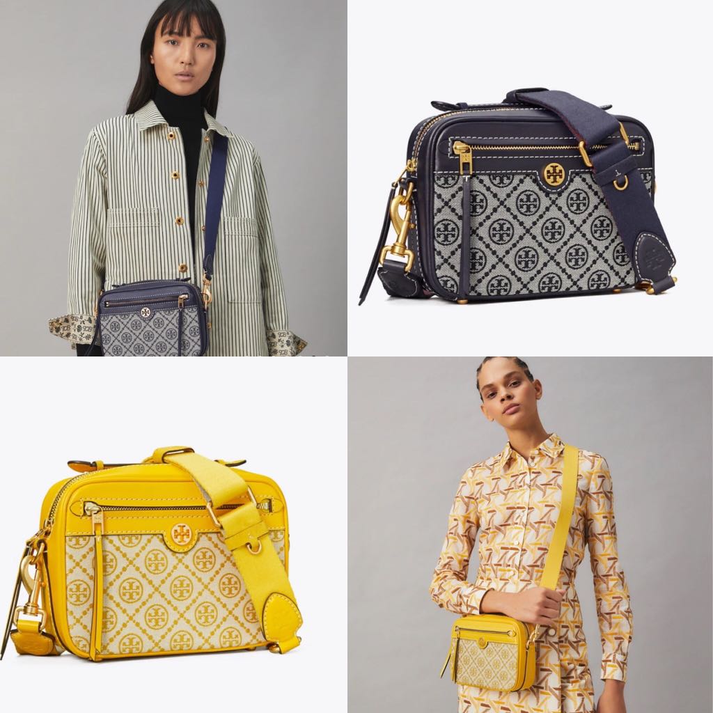 LargeTory Burch Monogram Jacquard Camera Bag Navy, Women's Fashion, Bags &  Wallets on Carousell