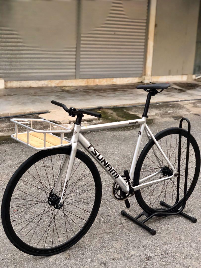 Tsunami Full Bike Fixed Gear Fixie Bicycle FREE L Stand Sports