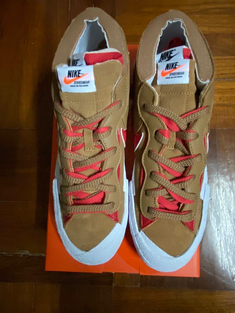US 10 Nike Sacai Blazer Low British Tan (DD1877-200), 男裝, 鞋