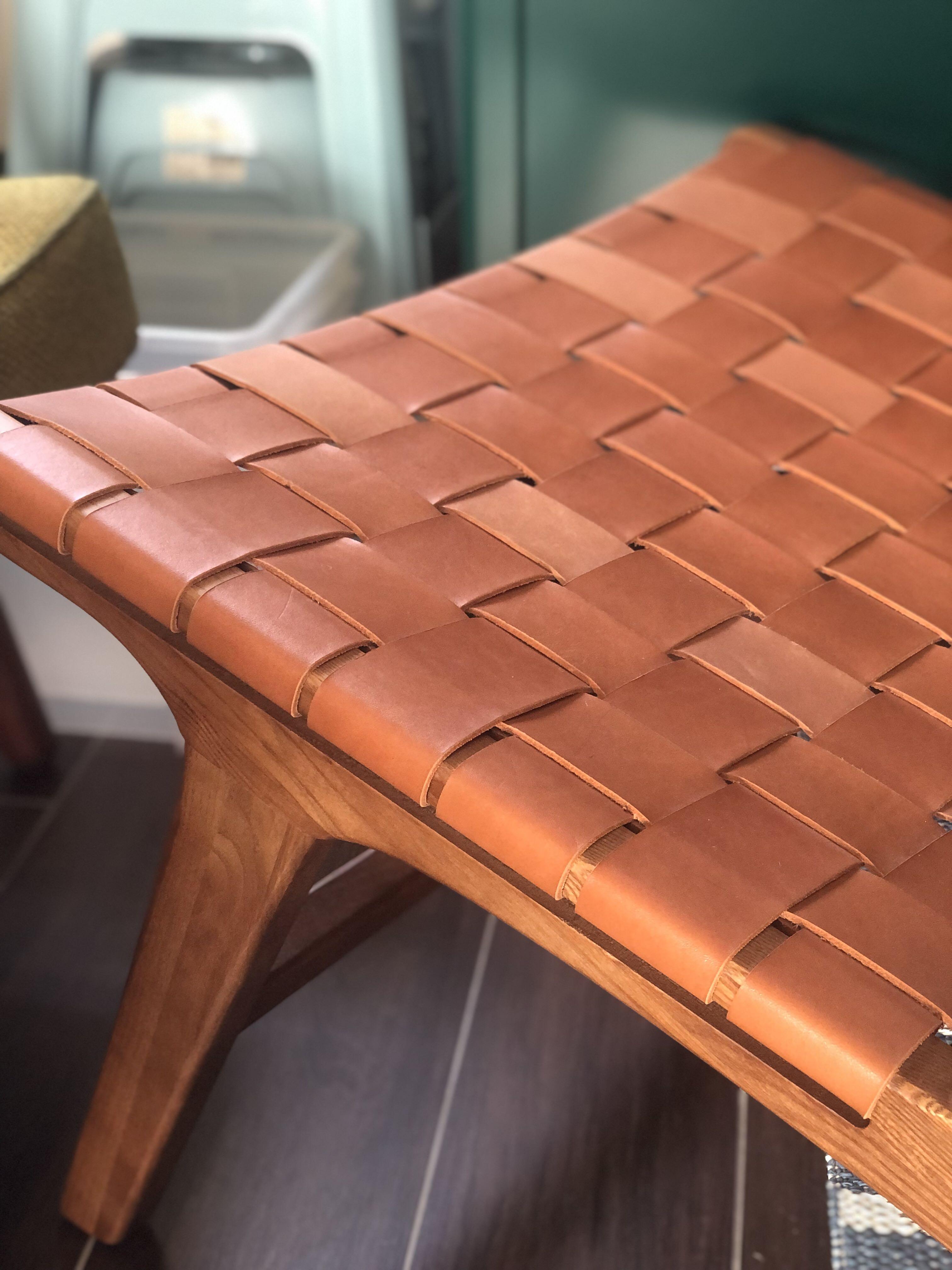 Woven leather strap lounge chair, Furniture & Home Living, Furniture