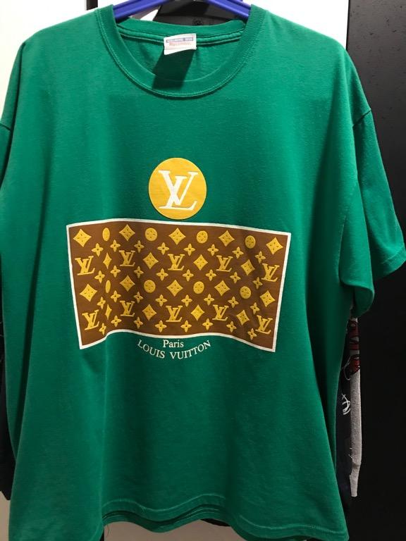 LOUIS VUITTON T-shirt à manches courtes XL Noir Vert LV Auth