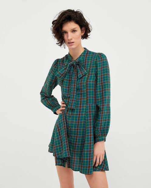Zara plaid mini dress, Women's Fashion 