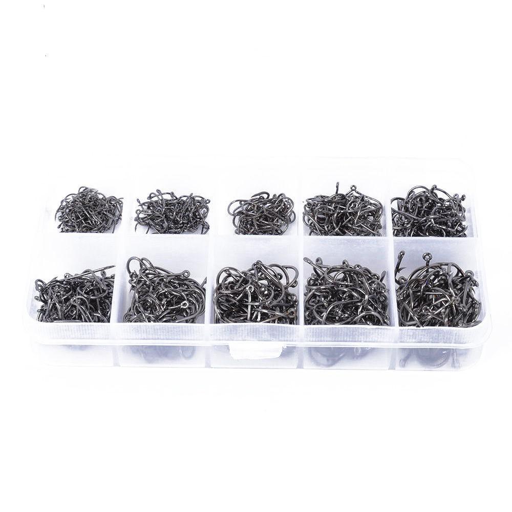 500Pcs/Set Mixed Size #3~12 High Carbon Steel Carp Fishing Hooks Pack With  Hole With Retail Box Jigging Bait, Sports Equipment, Fishing on Carousell