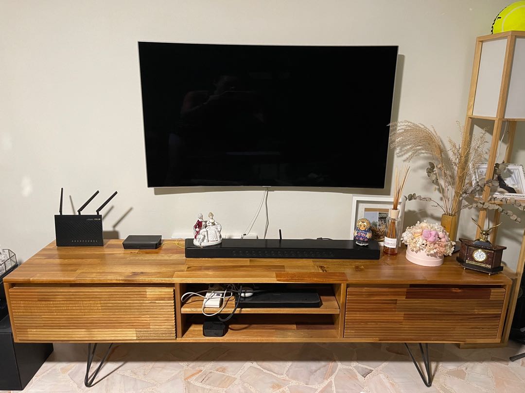 Acacia wood TV console, Furniture & Home Living, Furniture, TV Consoles