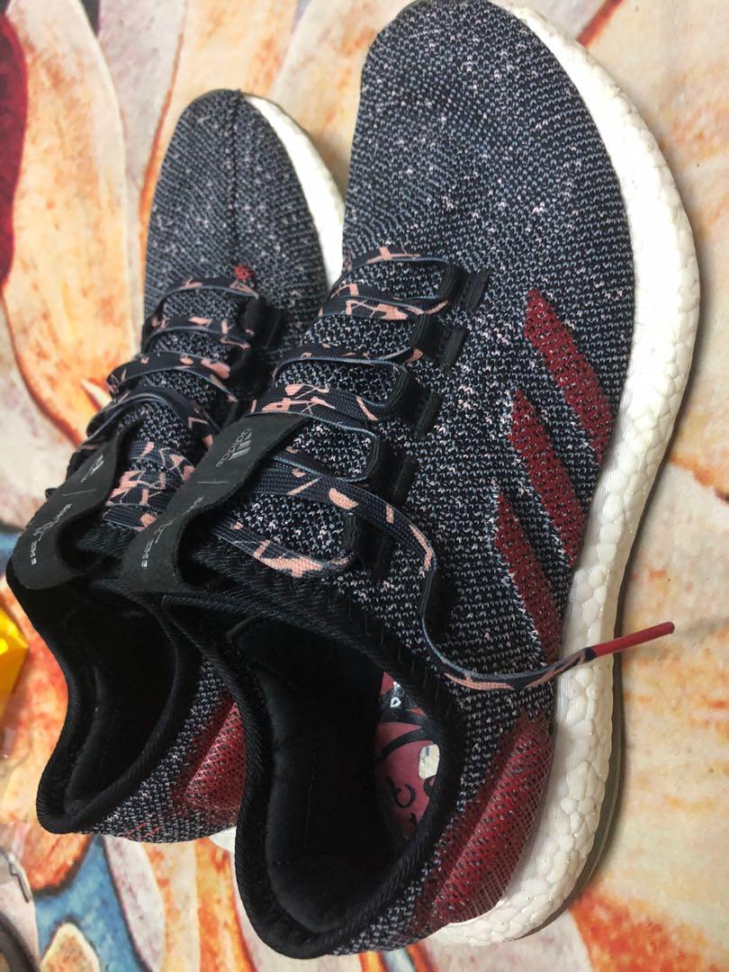 Adidas Pure boost red scarlet white mens running shoes b37777