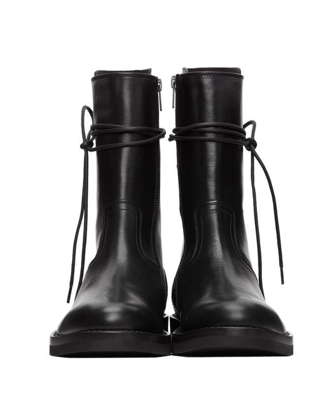 Ann Demeulemeester Back Lace Corset Vitello Combat Boots Men s