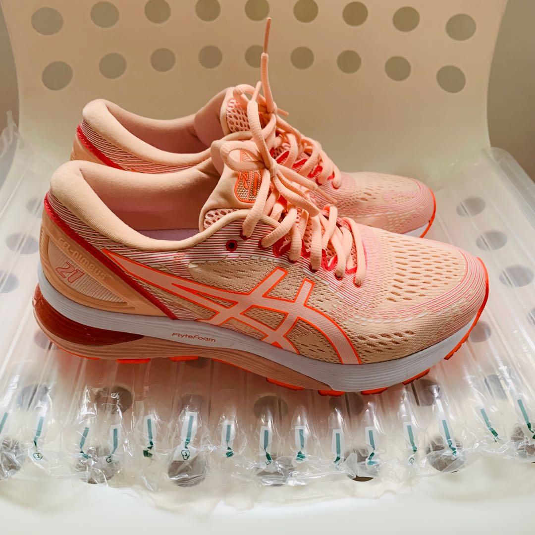 ASICS Women s Gel Nimbus 21 Baked Pink White Running Shoes