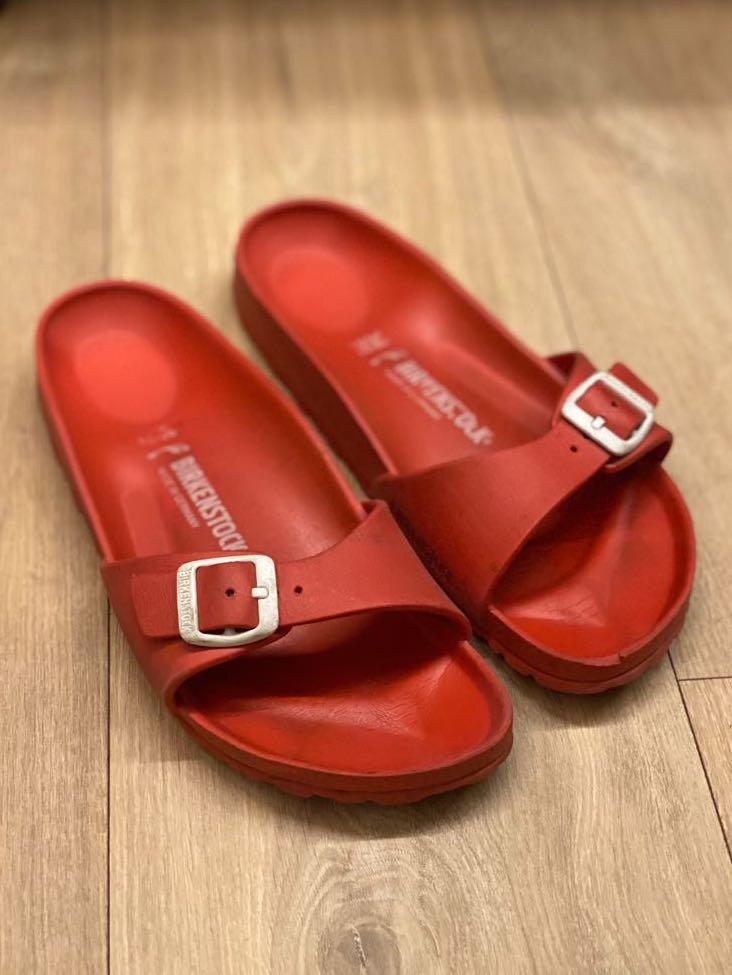 Red rubber birkenstocks top