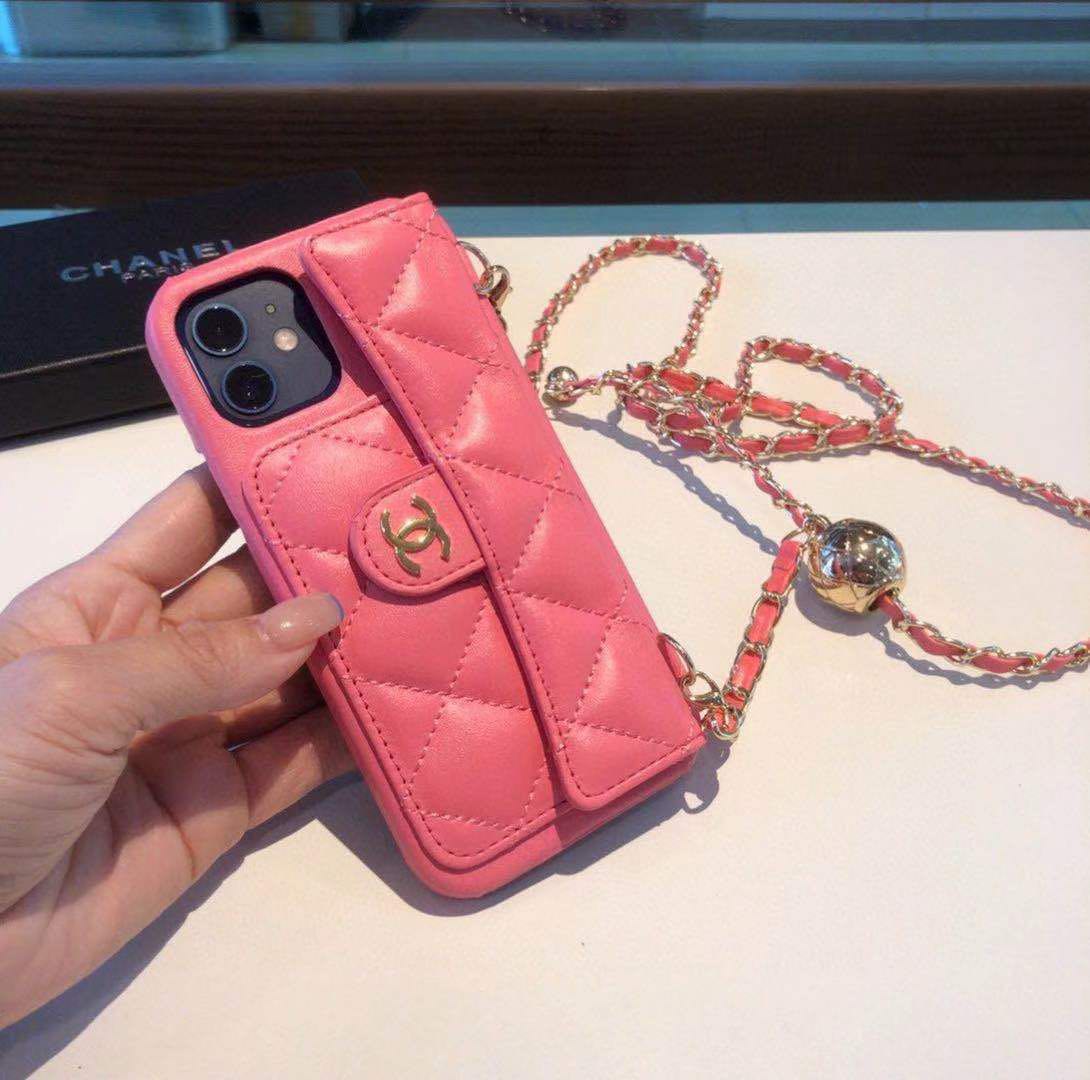Chanel Classic IPhone 11 Pro case with Chain Pink