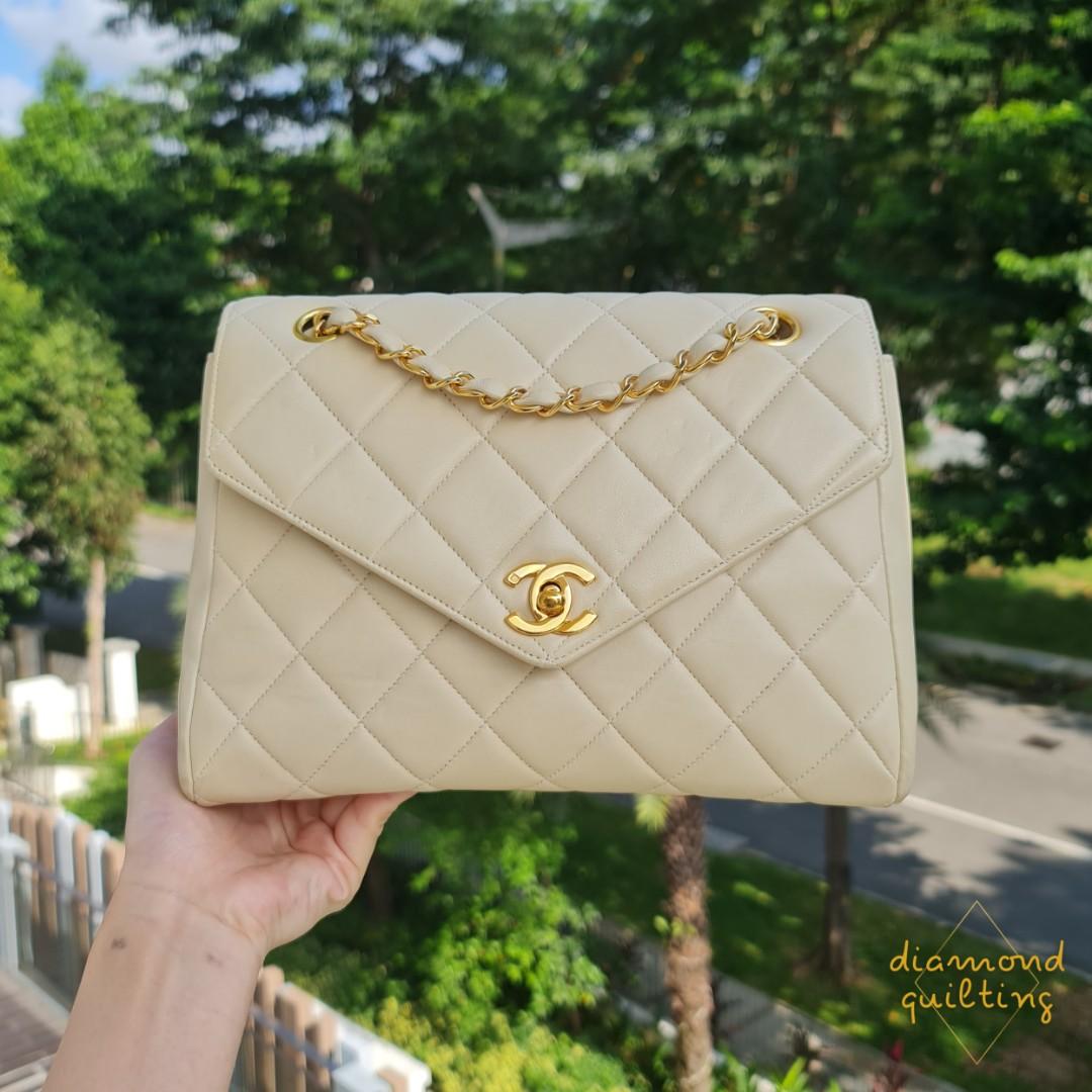Chanel - Mini Square Flap Bag Lambskin Beige