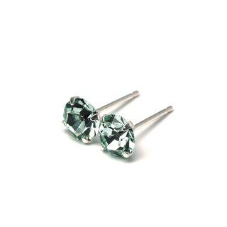 Chrysolite Green Crystal Earrings - 925 Sterling Silver - 5mm 6mm Round | Minimalistic Light Green Earrings
