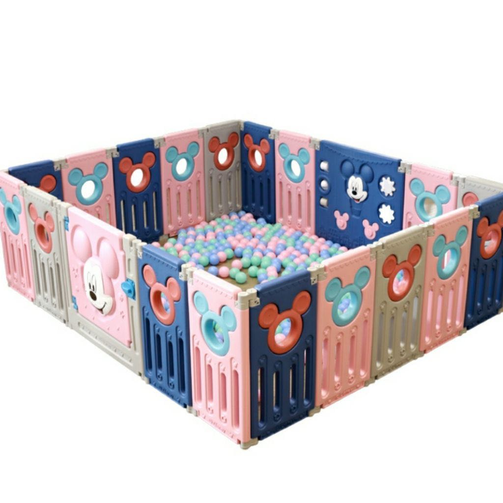 Disney Playpen + 4cm play mat in classic pink and blue colour. 180cm x