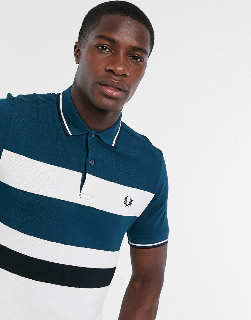 Fred Perry contrast panel twin tipped polo in blue BNIB Men s Fashion Tops Sets Tshirts Polo Shirts on Carousell