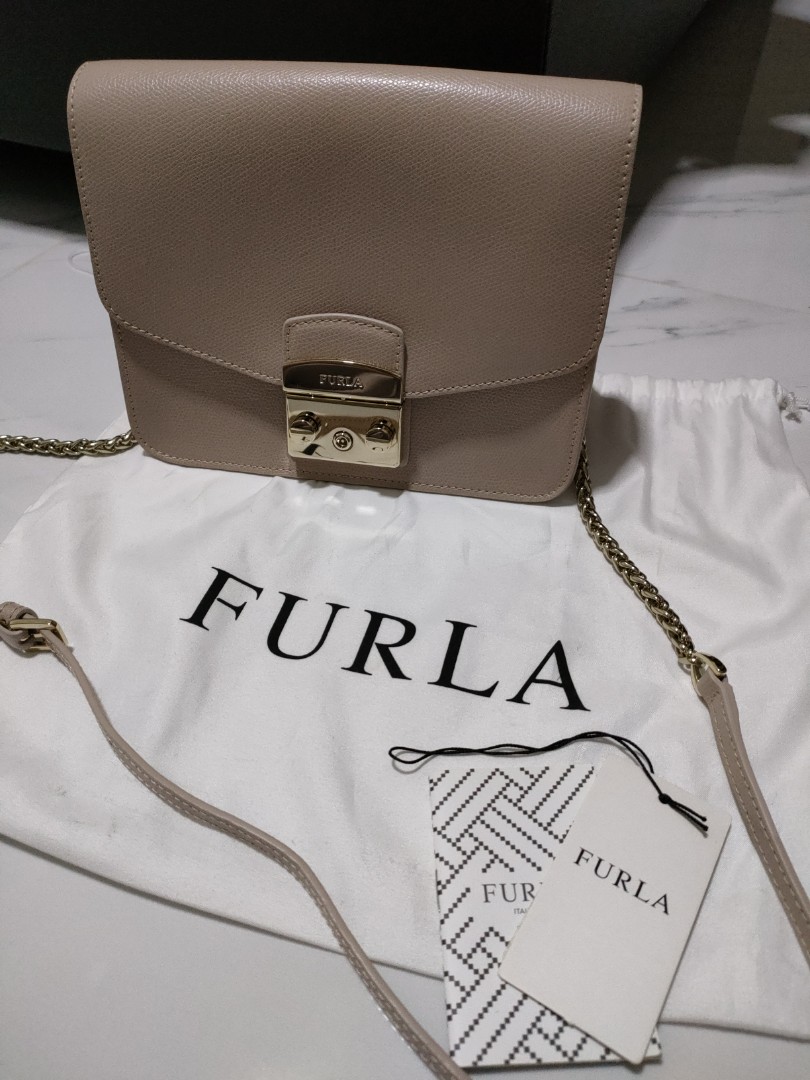 Authentic Furla metropolis nude messenger sling bag
