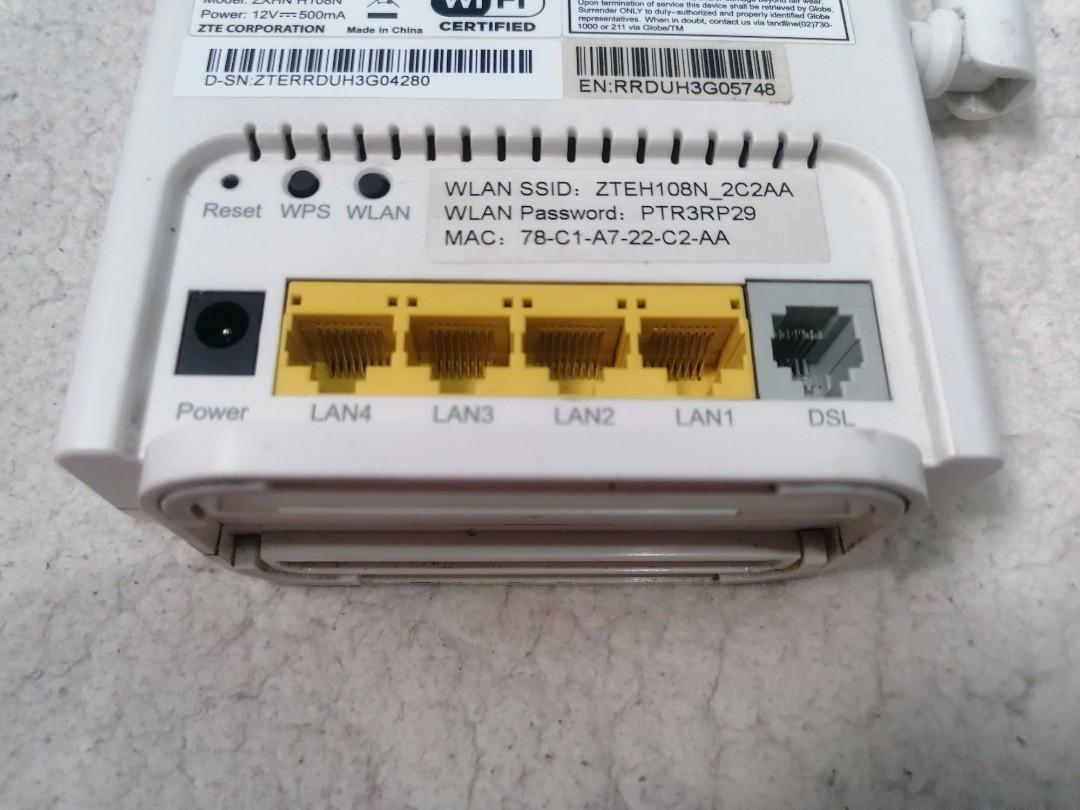 Globe Router Single Antenna (Category: Networking) located in Quezon City. Submitted by iNerfed30K (Listing ID 1098443068, Image 2). Description: Globe router ZTEH108N Single Antenna w/ Adaptor *Feel free to offer as long as it is reasonable, we can talk about it *Payment first through Gcash before shipping *I don't do meet up for safety purposes *COD through courier is possible *Pick-up is possible.