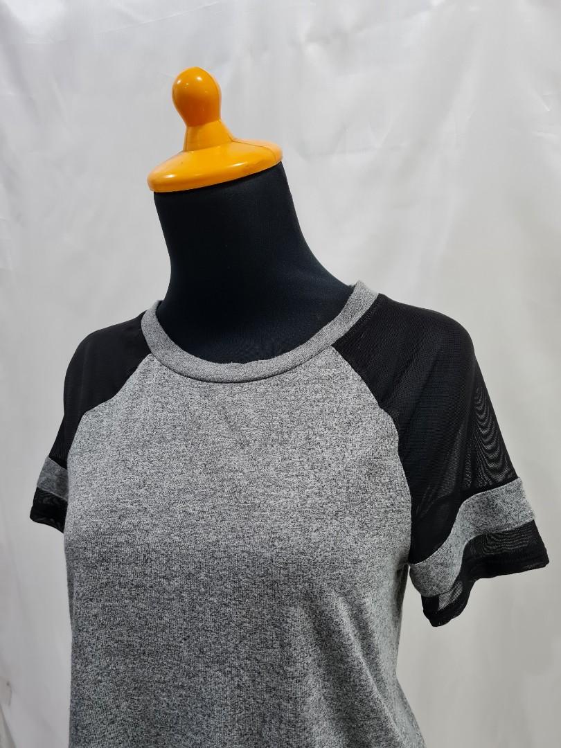 Gray mesh top