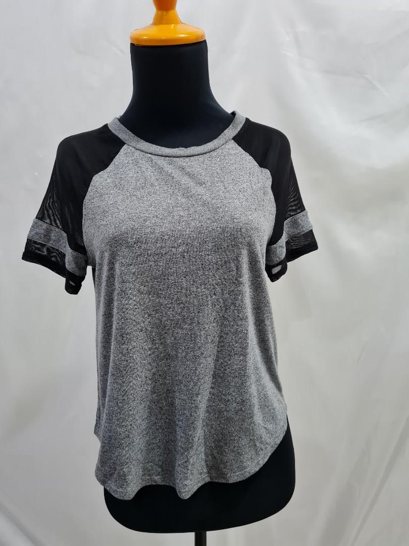 Gray mesh top