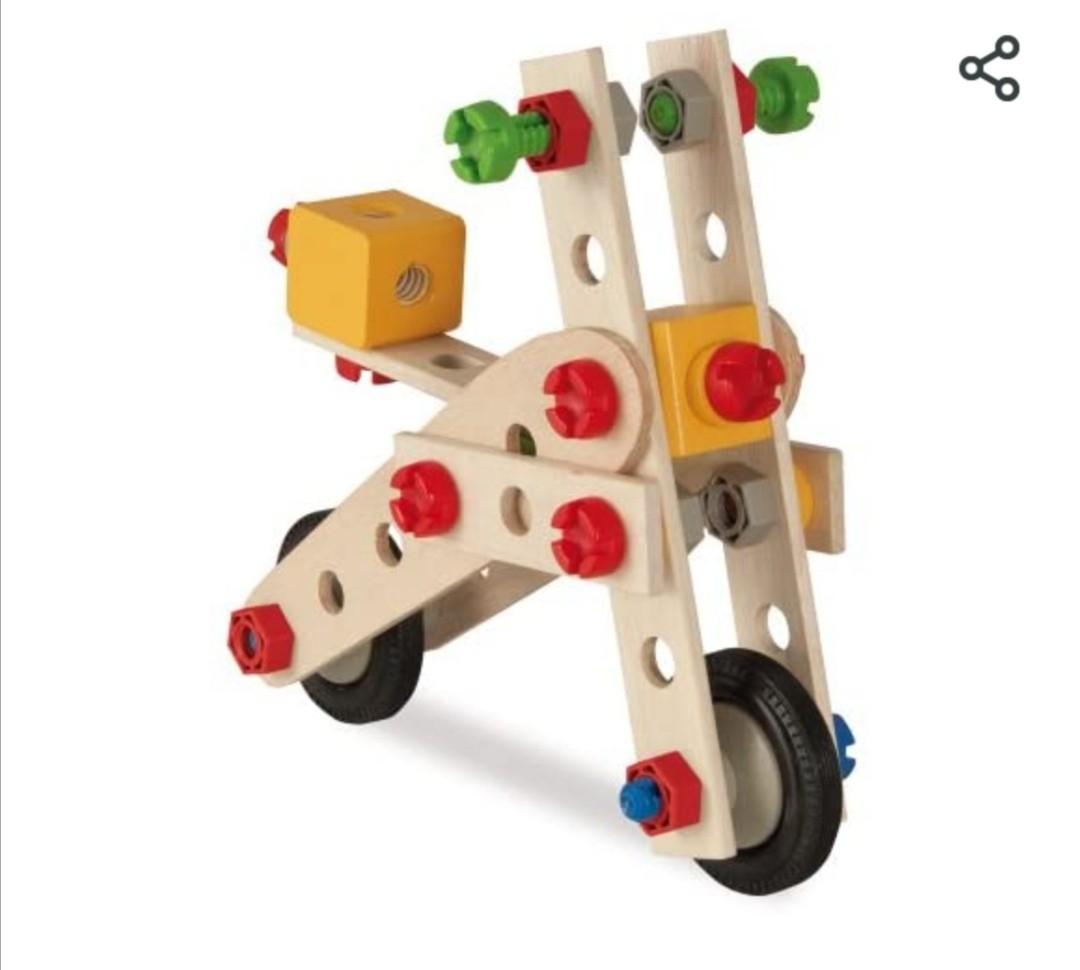 Juego De Construcción Para Niños - 110 Piezas De Madera, 4 Modelos Para Montar (quad, Triciclo, Buggy, Cochecito)