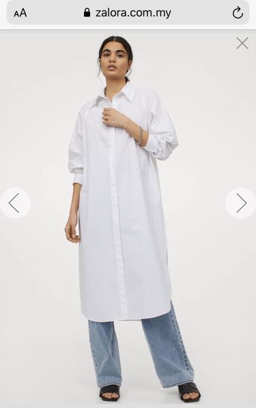 H M White Shirt Dress OVERSIZED Women s Fashion Tops