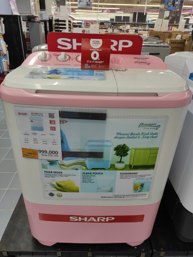 Kredit Mesin Cuci SHARP 2 Tabung ES-T79SJ-BL 7,5KG 330W