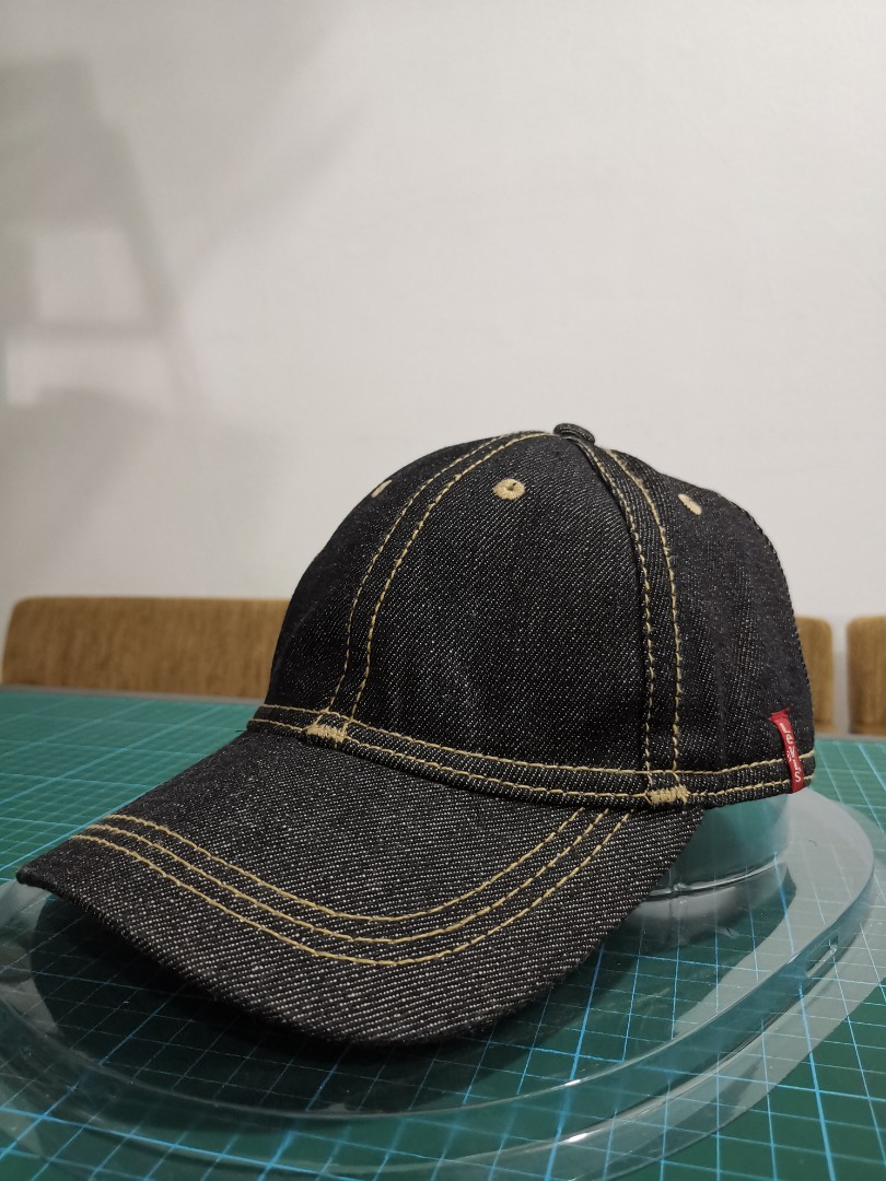 VTG 60s 70s Levis Jeans Leather Patch Denim Orange Tab Strapband Hat Cap  Trucker | eBay