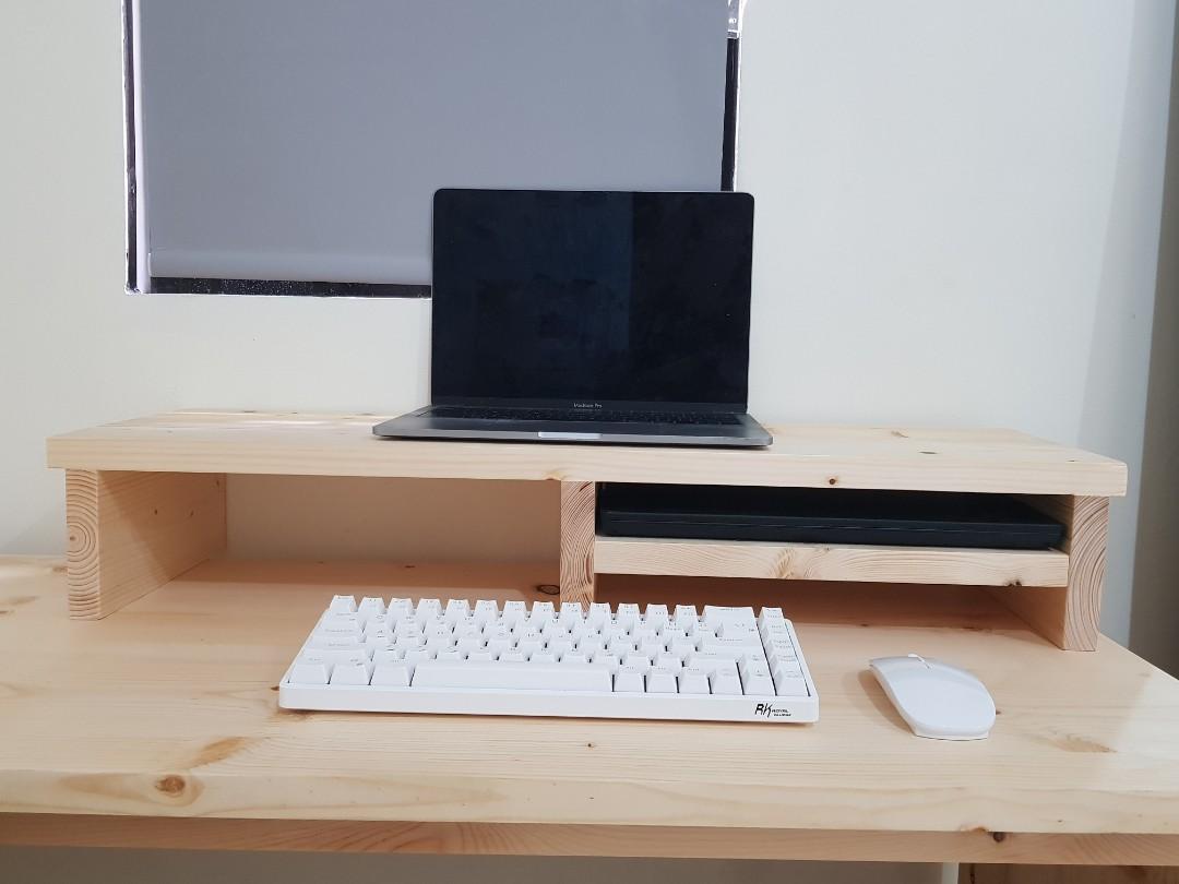 Muji-Inspired L-Shaped Table and Monitor Riser, Furniture & Home Living ...
